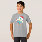 Kerstvogel, Cute Bird, Santa Hat, Candy Cane T-shirt (Voorkant volledig)