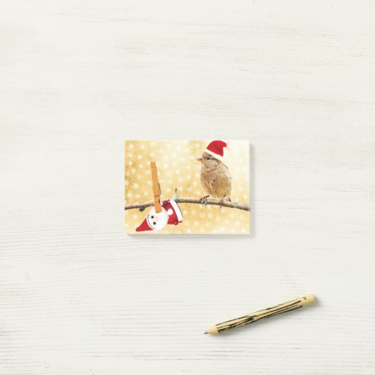 kerstvogel en sneeuwjongen complex post-it® notes (Op bureau)