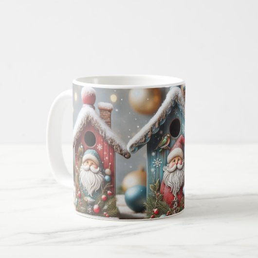 Kerstvogel herbergt Santa Coffee Mok (Voorkant links)