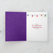 kerstvogel in Snowflakes op Paars Kaart (Binnen)