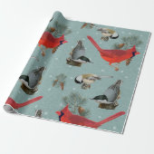 kerstvogel kardinaal Nuthatch Chickadee Snow Cadeaupapier (Uitgerold)