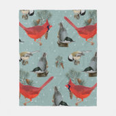 kerstvogel kardinaal Nuthatch Chickadee Snow Fleece Deken (Voorkant)