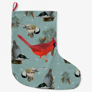 kerstvogel kardinaal Nuthatch Chickadee Snow Grote Kerstsok
