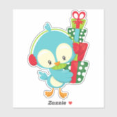 Kerstvogel, koetsvogel, geschenken, Cadeaus, kerst Sticker (Vel)