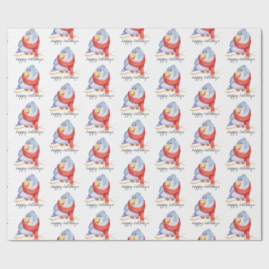 kerstvogel met Scarf Cadeaupapier (Vlak)