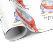 Kerstvogel met sjaal cadeaupapier (Rol Hoek)