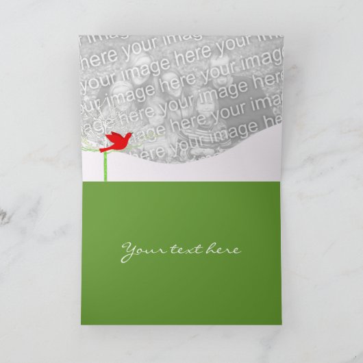 Kerstvogel - met uw foto binnen feestdagen kaart (Binnen)