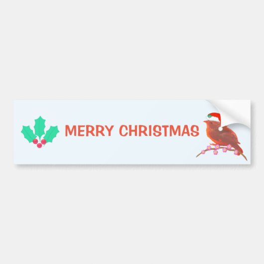 Kerstvogel op lichtblauw bumpersticker (Voorkant)
