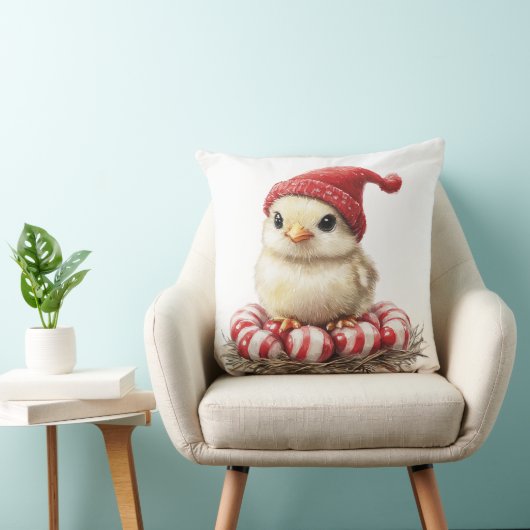 Kerstvogel op pepermunt kussen (Stoel)