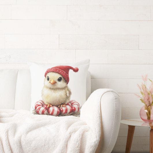 Kerstvogel op pepermunt kussen (Bank)