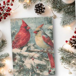 Kerstvogel Rode Kardinaal Vintage Tissuepapier