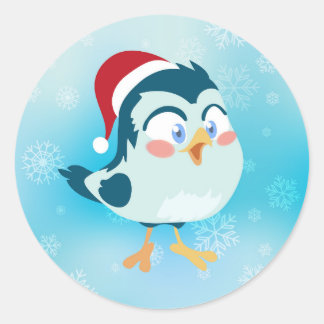 kerstvogel ronde sticker