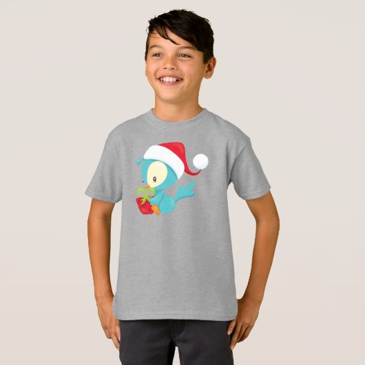 kerstvogel, staartvogel, kersthat, cadeau, kerstmi t-shirt (Voorkant volledig)