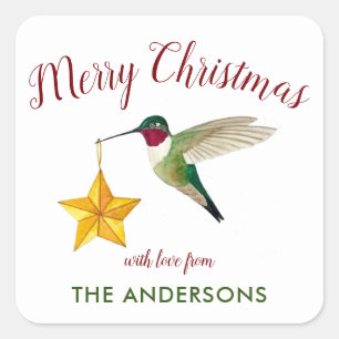 kerstvogel vierkante sticker