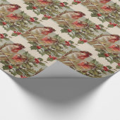 Kerstvogel zangvogel Holly Snow Cadeaupapier (Hoek)