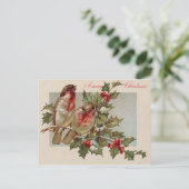 Kerstvogel zangvogel Holly Snow Feestdagenkaart (Staand voorkant)