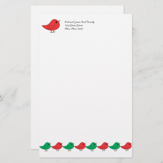 Kerstvogelfamilie Briefpapier (Voorkant / Achterkant)