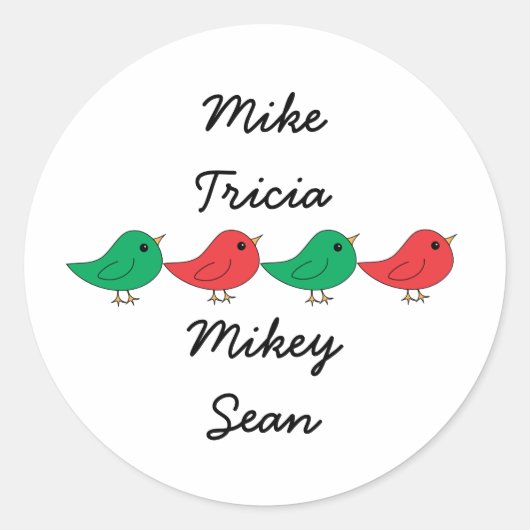 Kerstvogelfamilie Ronde Sticker (Voorkant)