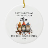 Kerstvogelfamilie van Drie Keramisch Ornament (Voorkant)
