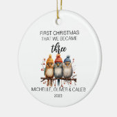 Kerstvogelfamilie van Drie Keramisch Ornament (Links)