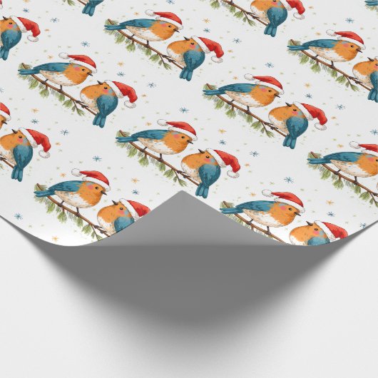 kerstvogels cadeaupapier (Hoek)