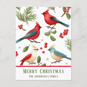 Kerstvogels en bessen op maat briefkaart