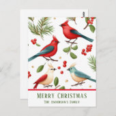 Kerstvogels en bessen op maat briefkaart (Voorkant / Achterkant)