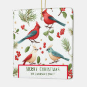 Kerstvogels en bessen op maat keramisch ornament (Links)