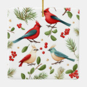 Kerstvogels en bessen op maat keramisch ornament (Achterkant)