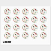 Kerstvogels en bessen ronde sticker (Vel)