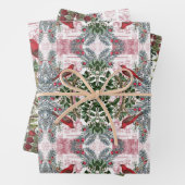 Kerstvogels en Evergreens cadeauverpakking set Inpakpapier Vel (In situ)