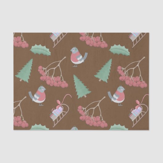 Kerstvogels en -hoeden tissuepapier (Voorkant)