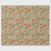 Kerstvogels en pijnboomtruien en snoepsnoepjes cadeaupapier (Vlak)