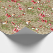 Kerstvogels en pijnboomtruien en snoepsnoepjes cadeaupapier (Hoek)