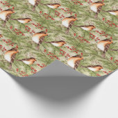 Kerstvogels en pijnhout en bessen cadeaupapier (Hoek)