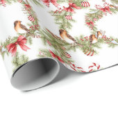 Kerstvogels en pijnhout en rode koeien cadeaupapier (Rol Hoek)