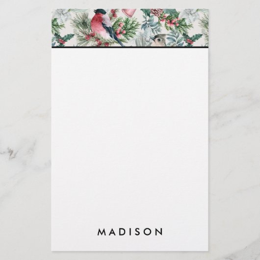 kerstvogels en sinaasappelpatronen briefpapier (Voorkant)