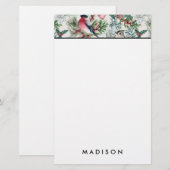 kerstvogels en sinaasappelpatronen briefpapier (Voorkant / Achterkant)