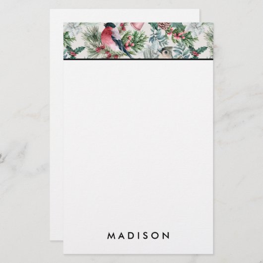 kerstvogels en sinaasappelpatronen briefpapier (Voorkant / Achterkant)