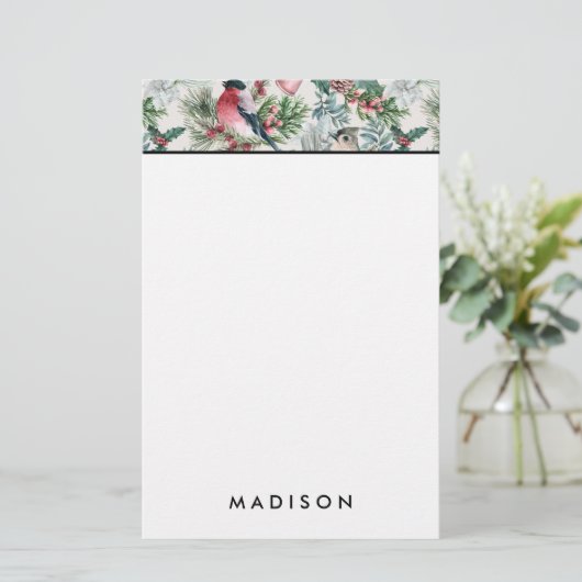 kerstvogels en sinaasappelpatronen briefpapier (Staand voorkant)