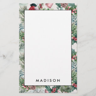 kerstvogels en sinaasappelpatronen briefpapier