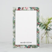 kerstvogels en sinaasappelpatronen briefpapier (Staand voorkant)