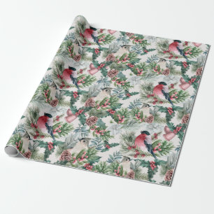 kerstvogels en sinaasappelpatronen cadeaupapier