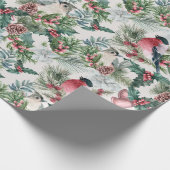 kerstvogels en sinaasappelpatronen cadeaupapier (Hoek)