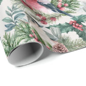 kerstvogels en sinaasappelpatronen cadeaupapier (Rol Hoek)