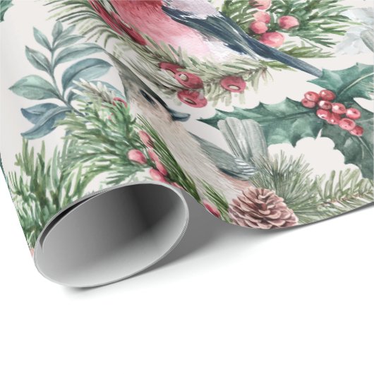 kerstvogels en sinaasappelpatronen cadeaupapier (Rol Hoek)