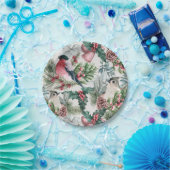 kerstvogels en sinaasappelpatronen papieren bordje (Feest)