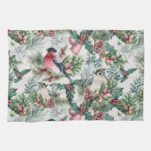 kerstvogels en sinaasappelpatronen theedoek (Horizontaal)