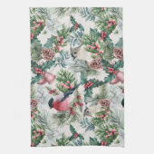 kerstvogels en sinaasappelpatronen theedoek (Verticaal)