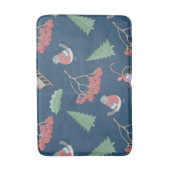 Kerstvogels en Slapjes blauw Badmat (Voorkant Verticaal)
